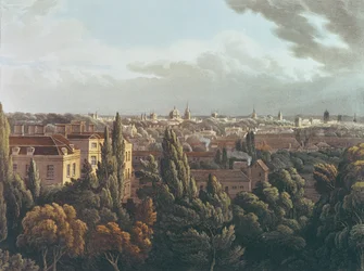 Widok Oksfordu z Galerii w Obserwatorium, rycina J. Bluck, 1 lipca 1814 (kolorystyka)